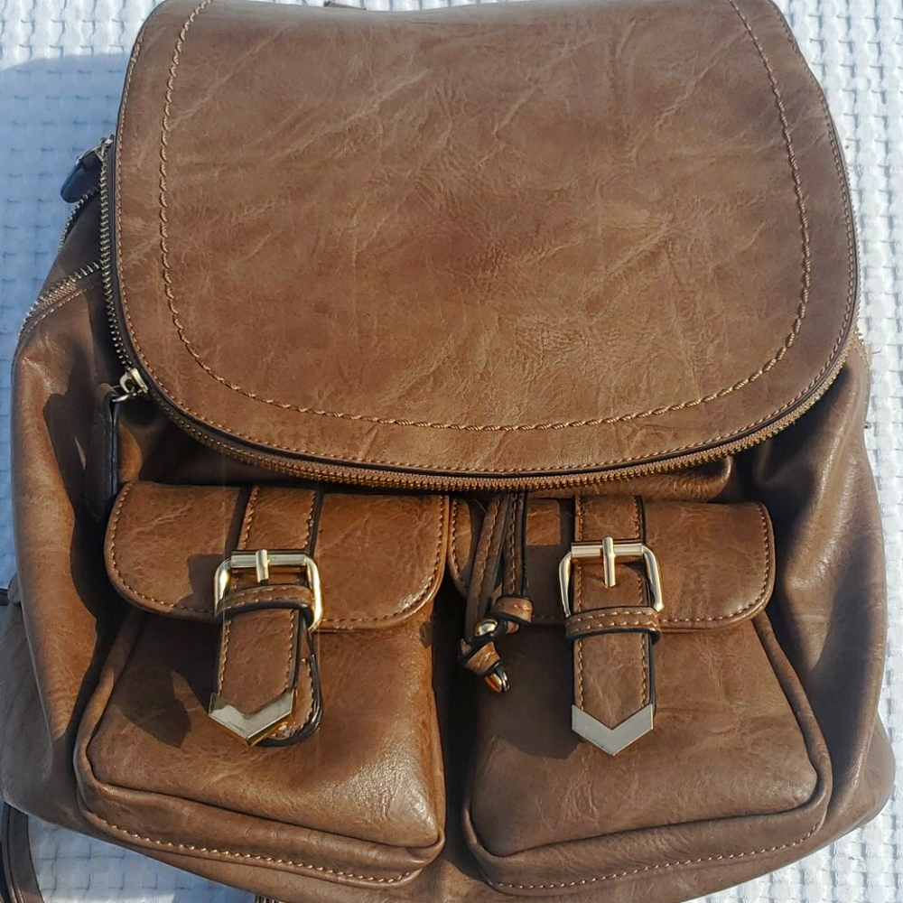Faux leather tan bag